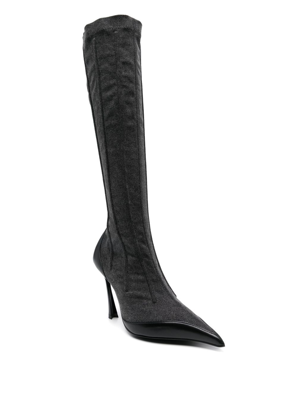 Mugler 105mm bi-colour fang boot - Black