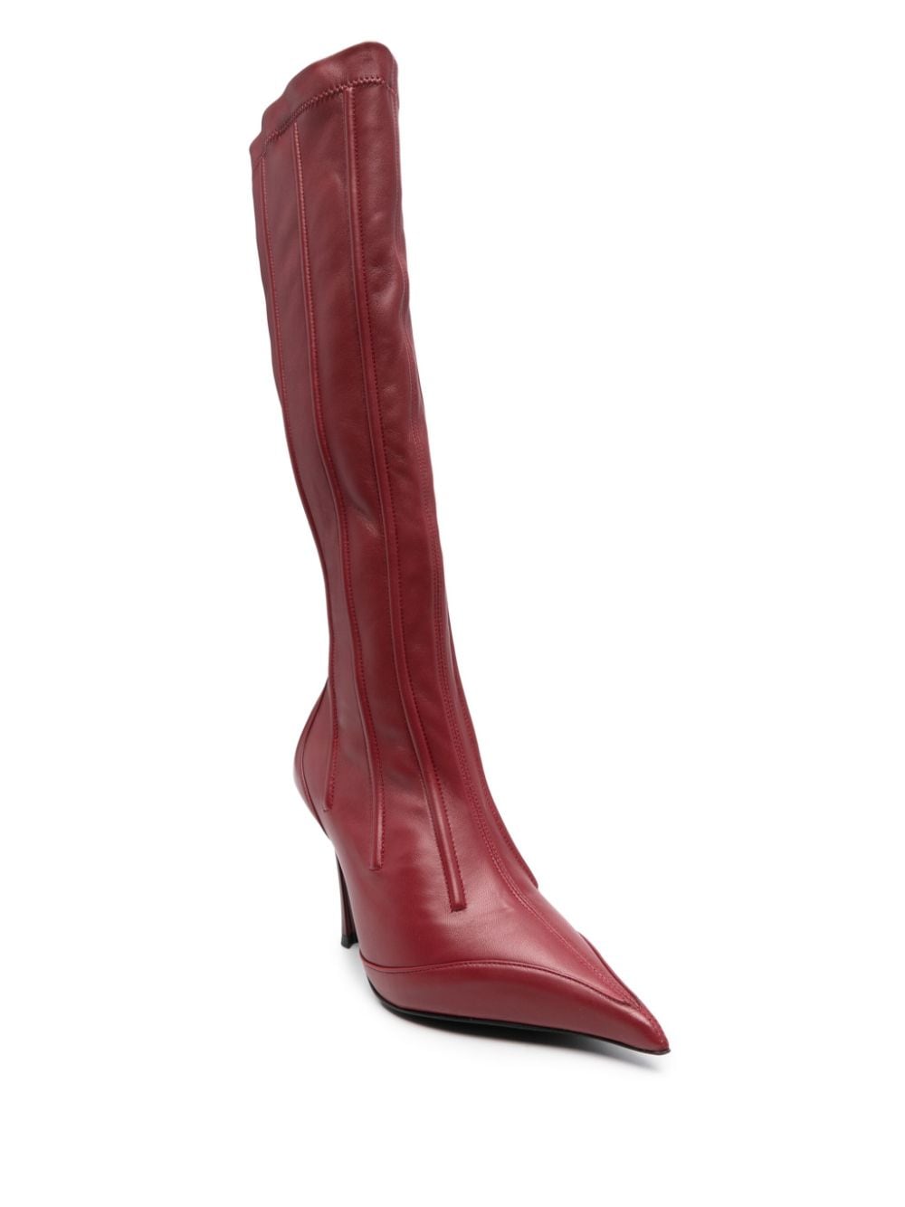 Shop Mugler 90mm Boned Leather Boots In Red