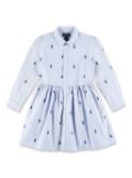 Ralph Lauren Kids Polo Pony-embroidered shirt dress - Blue