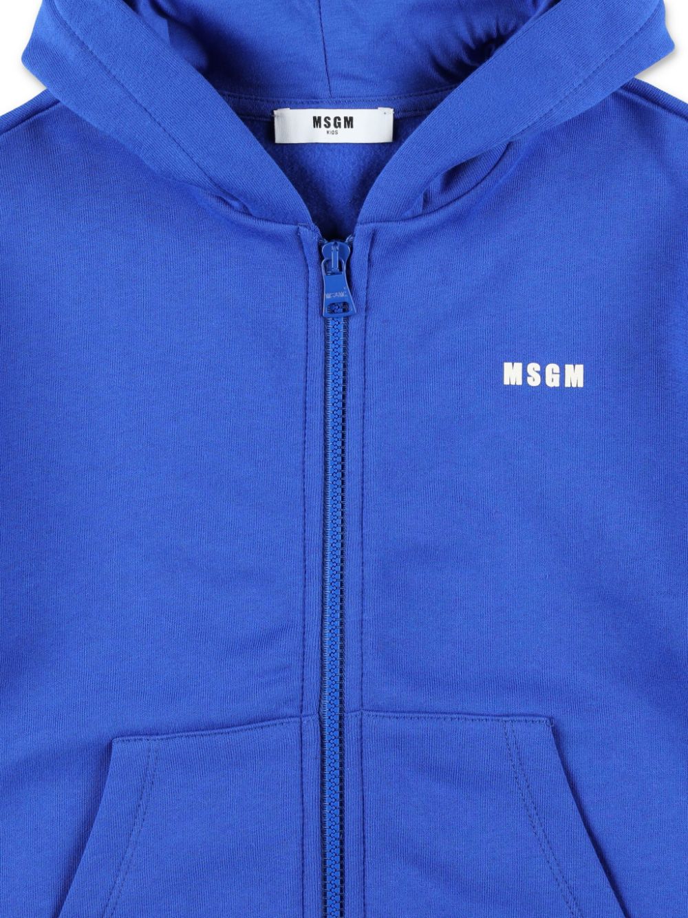 Shop Msgm Fleece Zipped Hoodie In Blue