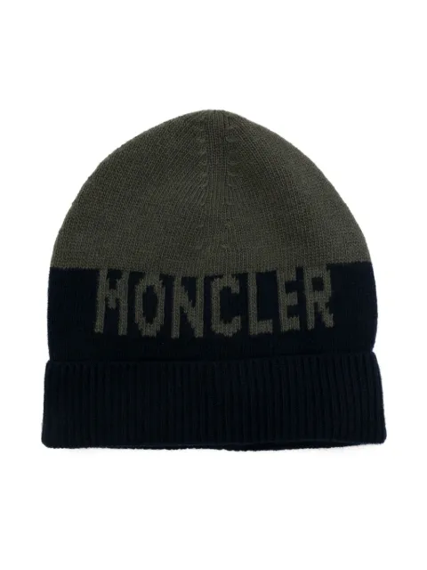 Moncler Enfant gorro tejido con logo de intarsia