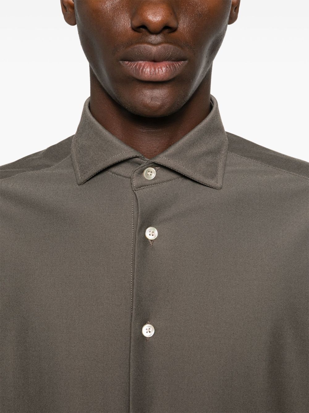 Shop Traiano Milano Geometric-pattern Shirt In Brown