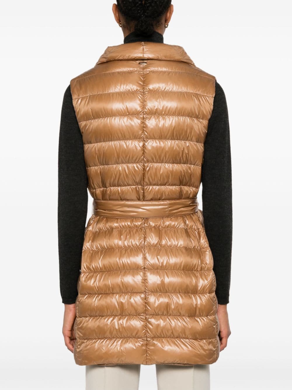 Shop Herno Belted Gilet In Brown