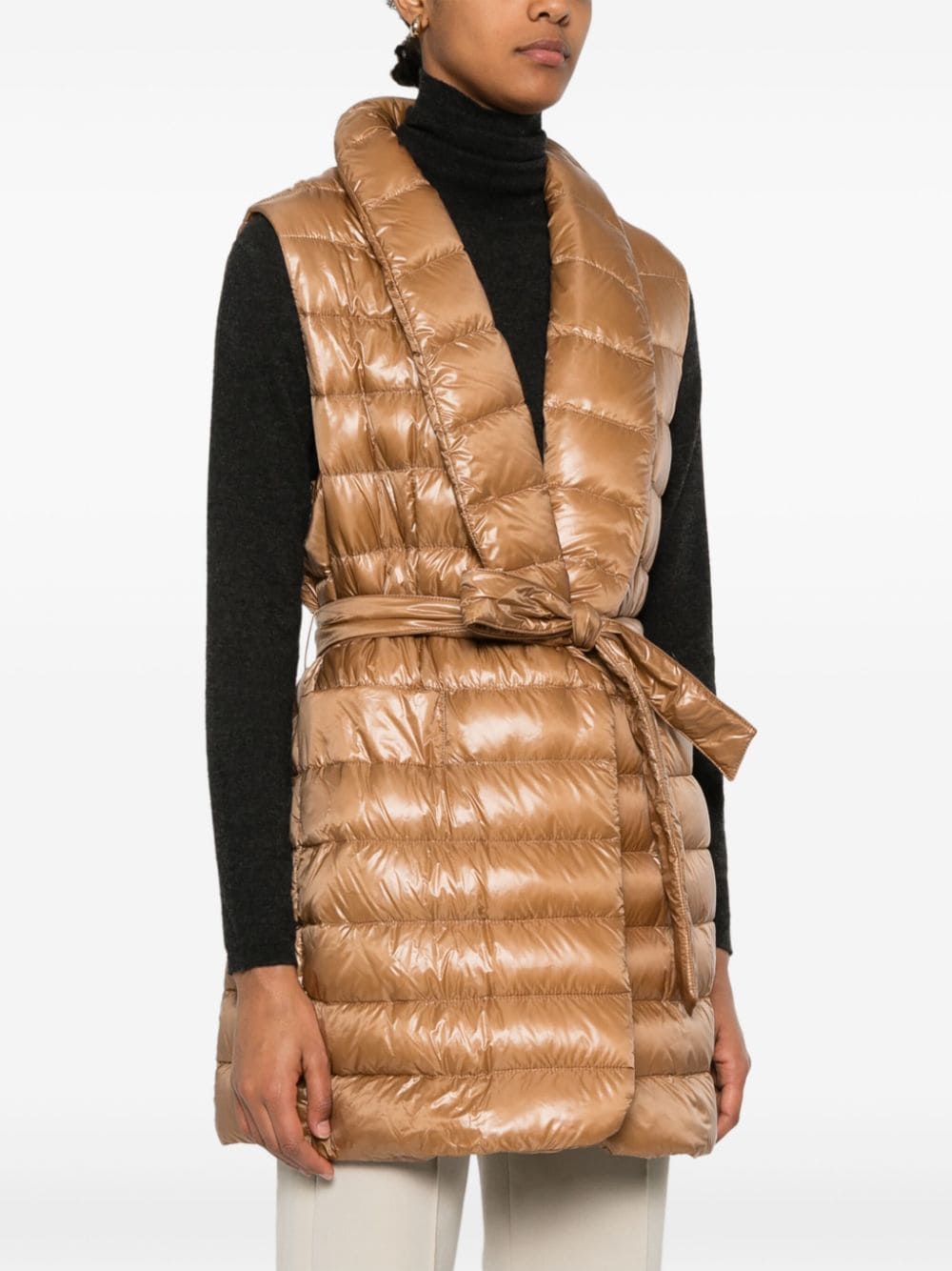 Shop Herno Belted Gilet In Brown