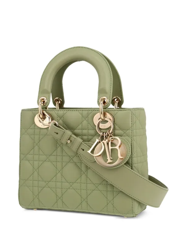 Christian Dior Pre Owned 2020s Cannage Lady Dior two way Handbag Green FARFETCH TR