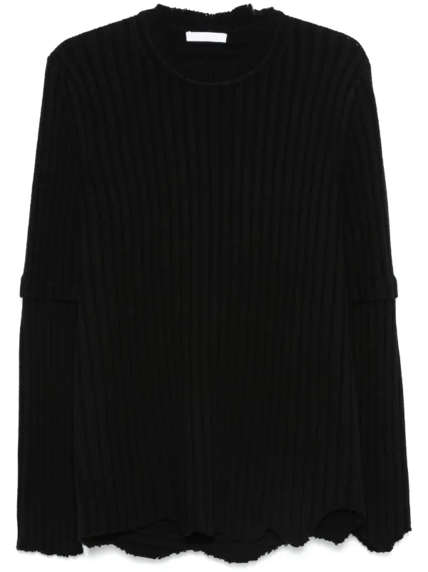 Black rib knit sweater best sale