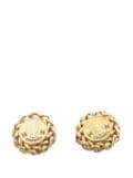 CHANEL Pre-Owned 1980-1990 Gold Plated CC Wheat Clip On costume earrings