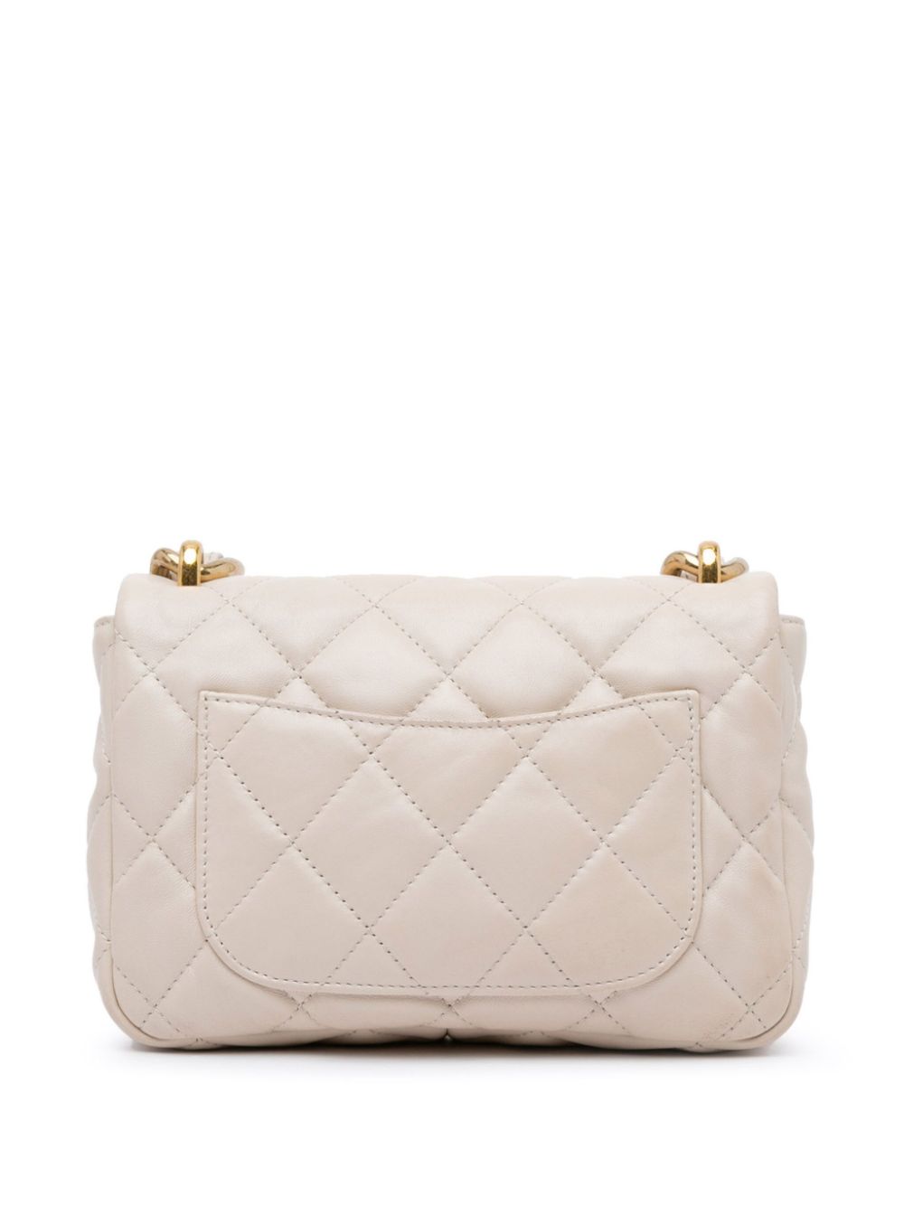 CHANEL Pre-Owned 2021-2024 kleine grote gewatteerde lamsleren Funky Town Flap schoudertas - Bruin