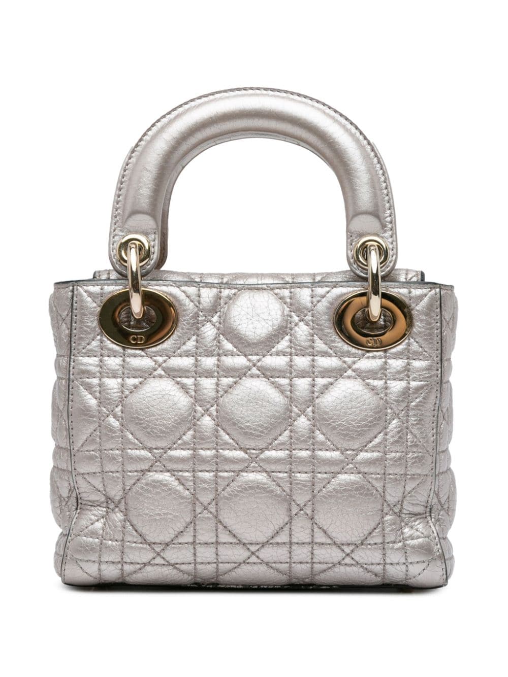 Christian Dior Pre-Owned 2017 kleine metallic kalfsleer Cannage Supple Lady Dior boekentas - Zilver