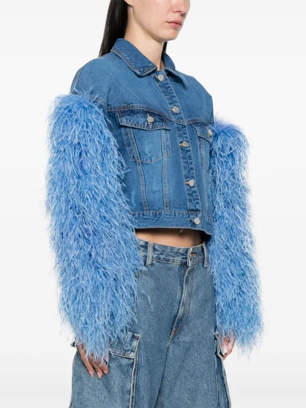 Feather trim jacket best sale