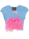 Loulou feather-detail T-shirt - Blue