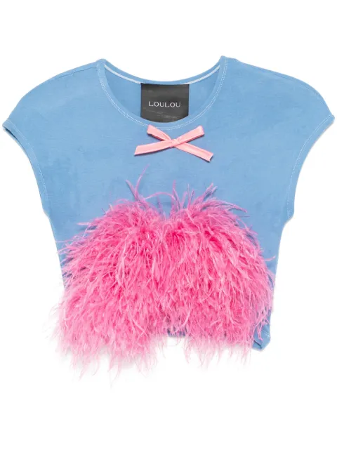 Loulou feather-detail T-shirt