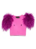 Loulou feather-detail T-shirt - Pink