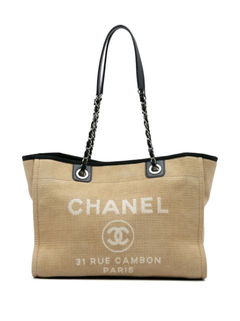 Cheap HOT SALE CHANEL 2011-2012 Small Canvas Deauville tote bag Women