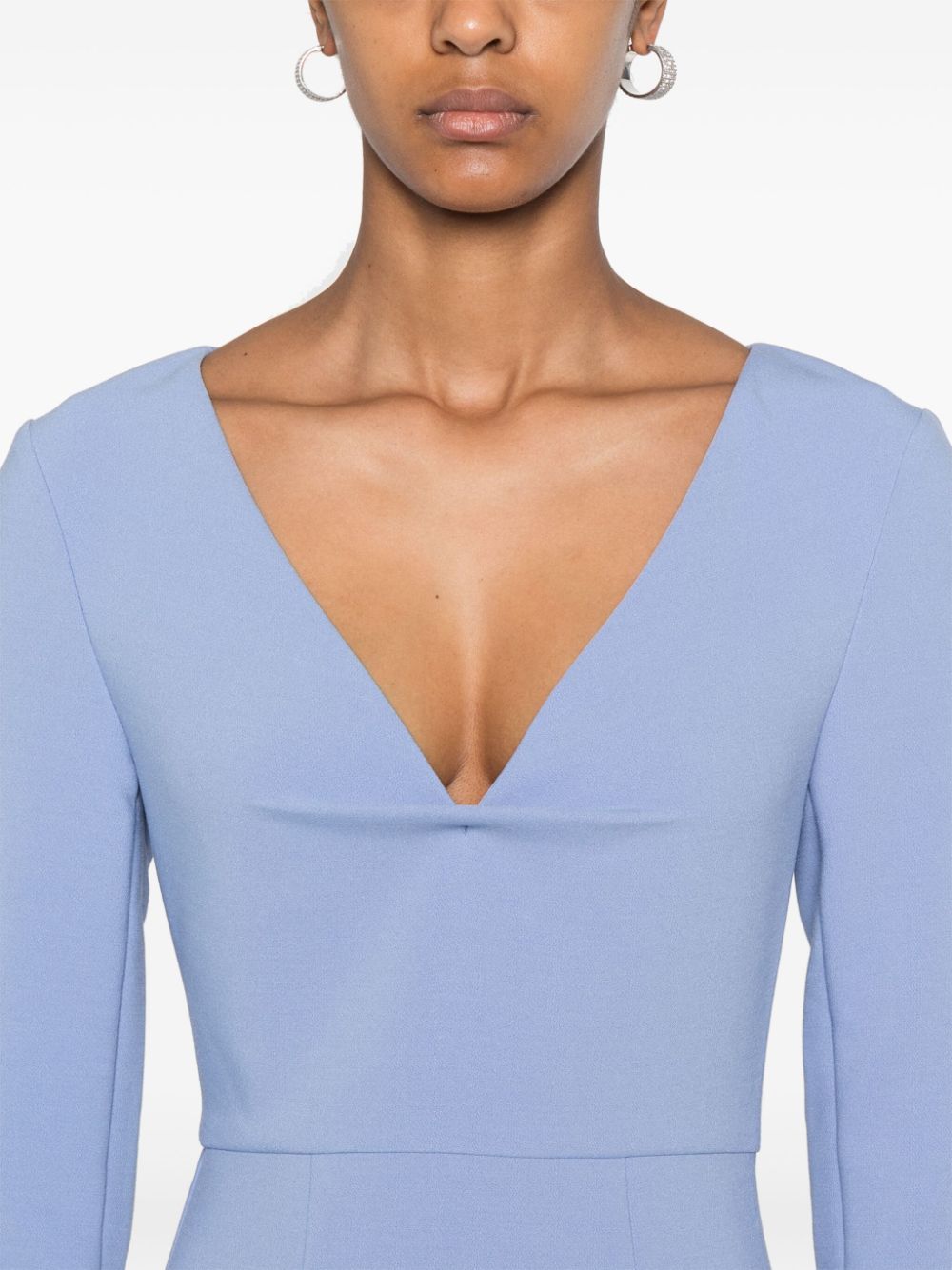 Shop Roland Mouret Long-sleeve Crepe Midi Dress In Blue