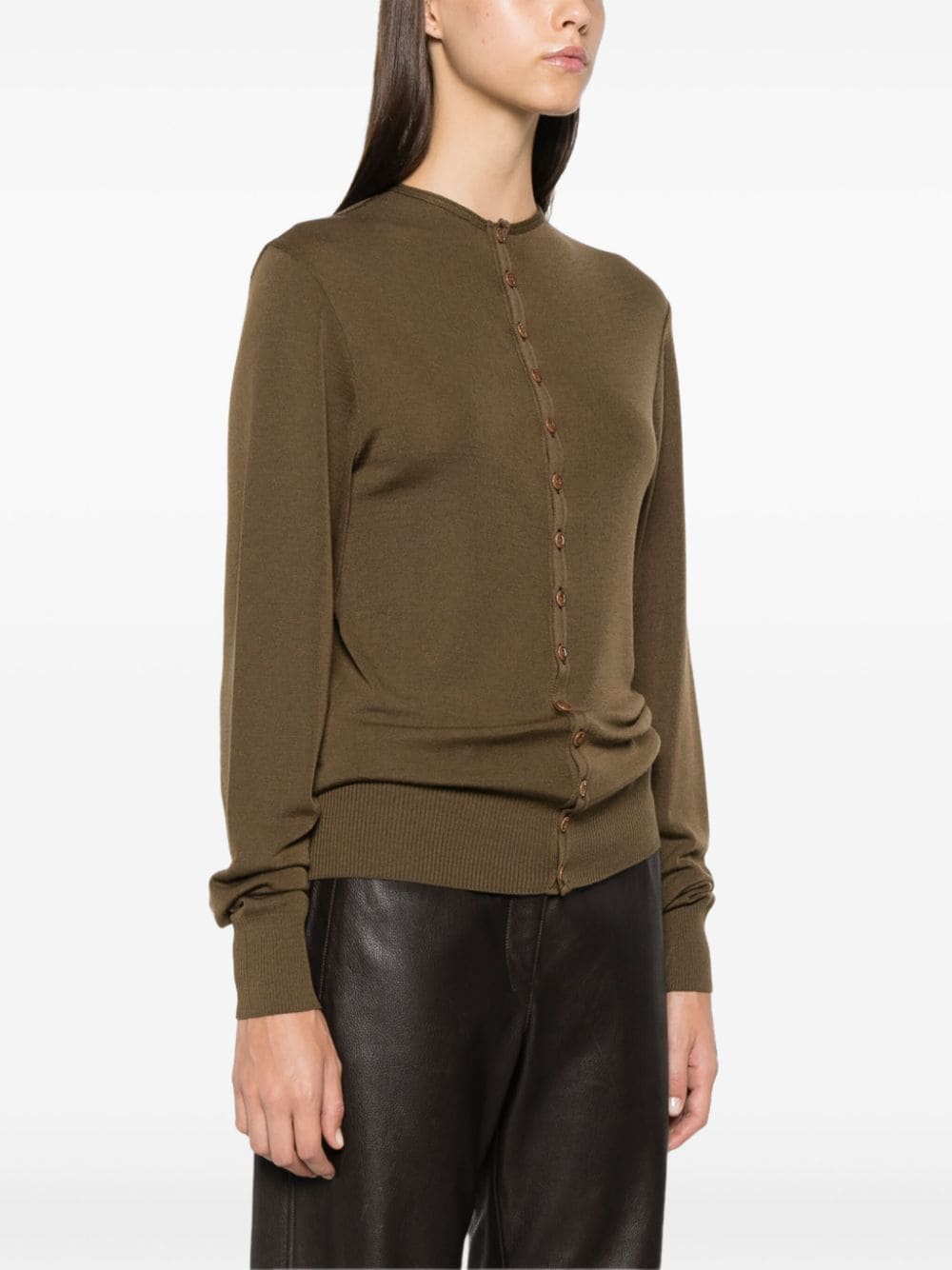 Shop Lemaire Wool Cardigan In Brown