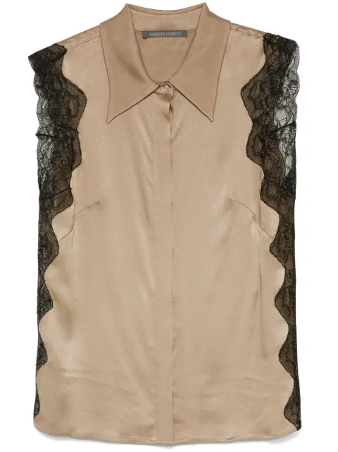 Alberta Ferretti lace-panel shirt