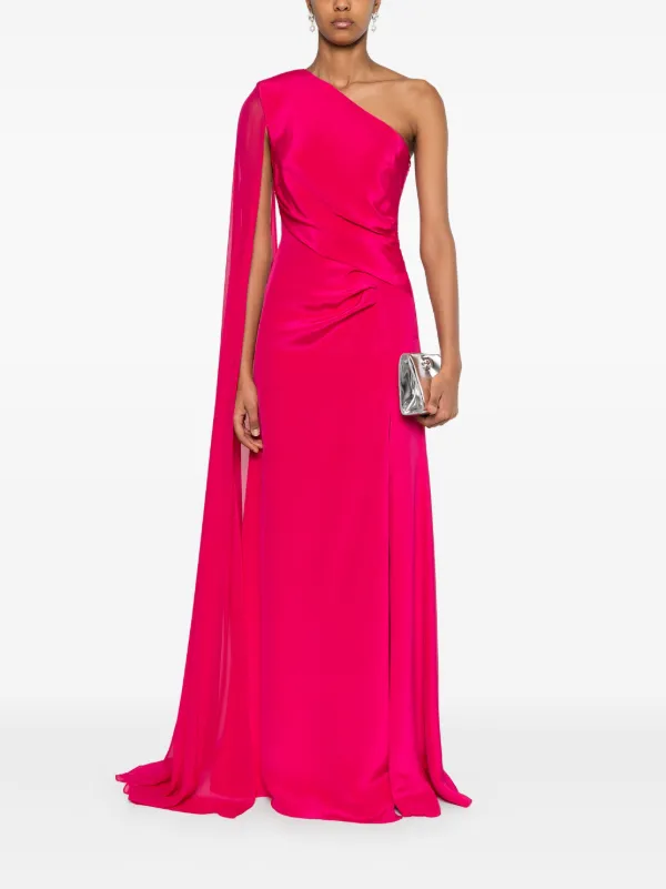 roland mouret pink dress Flower Detail Strapless Evening Gown Hot Pink Roland Mouret