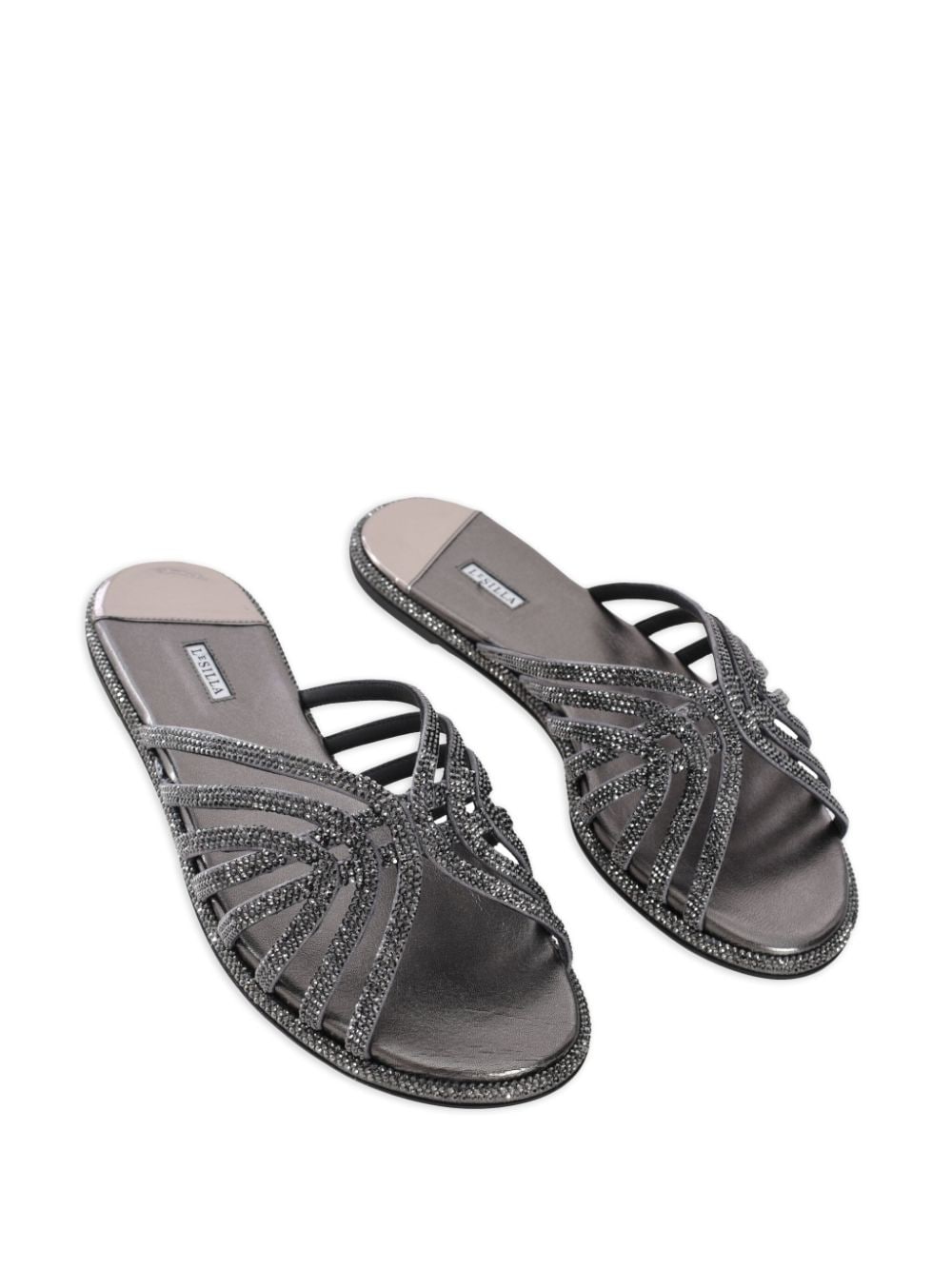 Shop Le Silla Embrace Leather Sandals In Silver