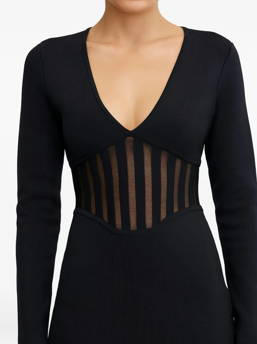 Significant Other Arla Sheer-panelled Dress In Black