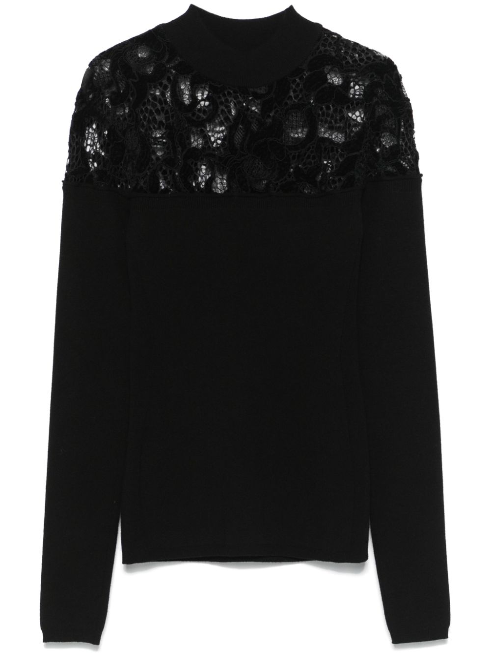 Sonia Rykiel lace-detail sweater - Black