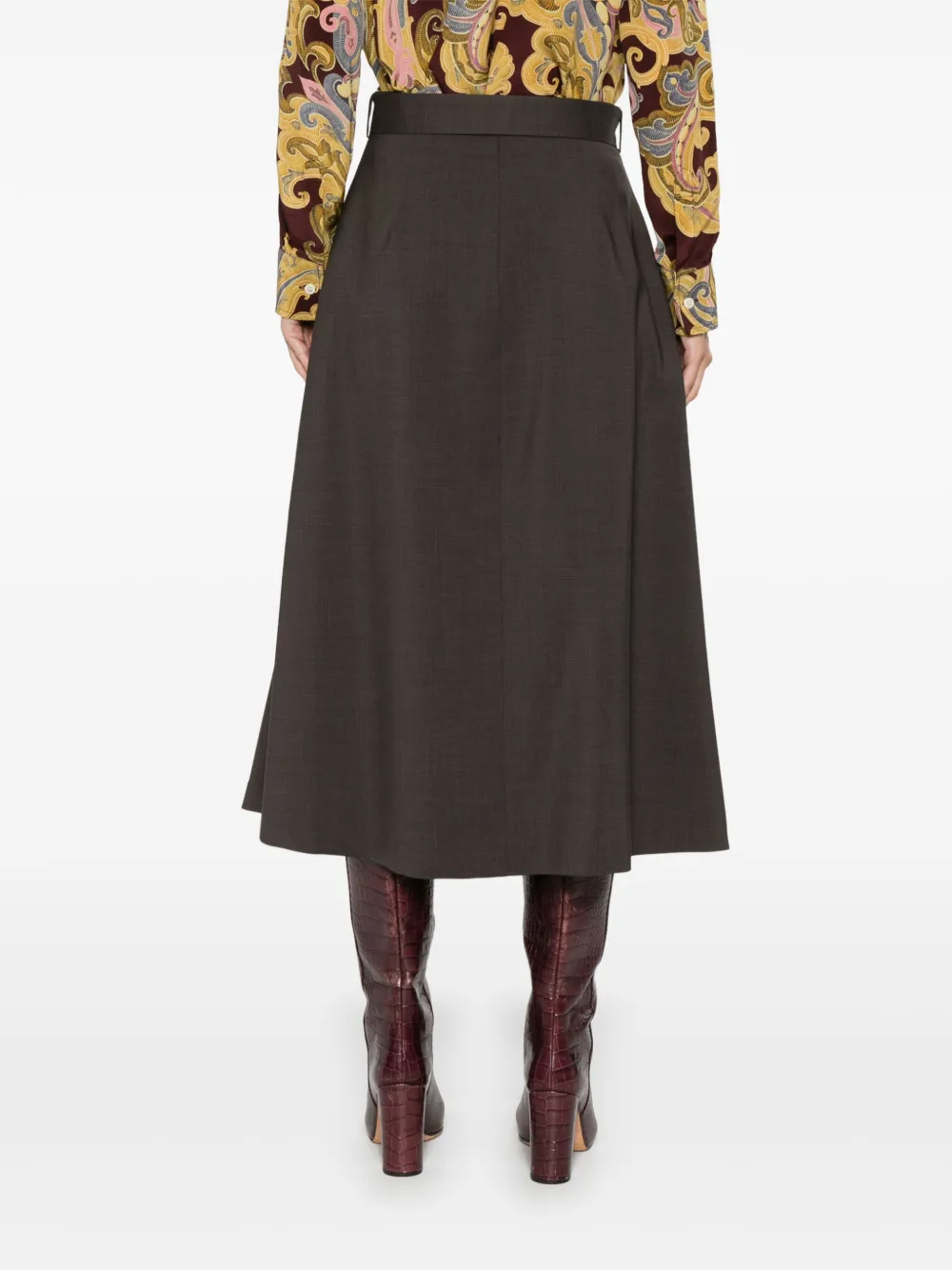 P.a.r.o.s.h Lille Wool-blend Pleated Midi Skirt In Brown