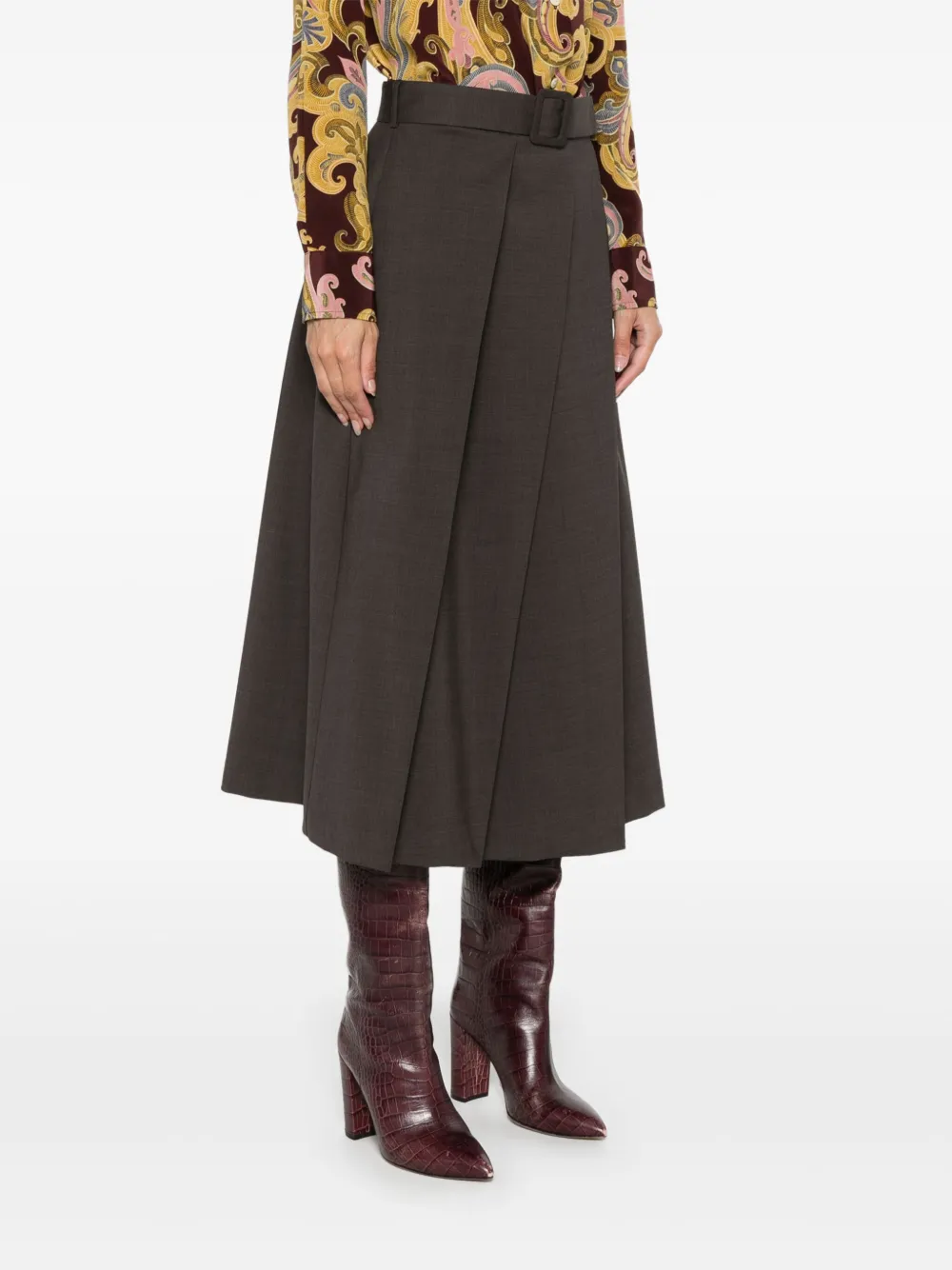 P.A.R.O.S.H. Rok met geplooid detail Bruin
