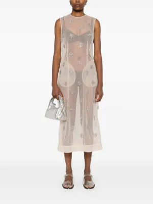 【Simone Rocha】ルーシュメッシュ 装飾 ミディドレス Simone Rocha】ルーシュメッシュ 装飾 ミディドレス