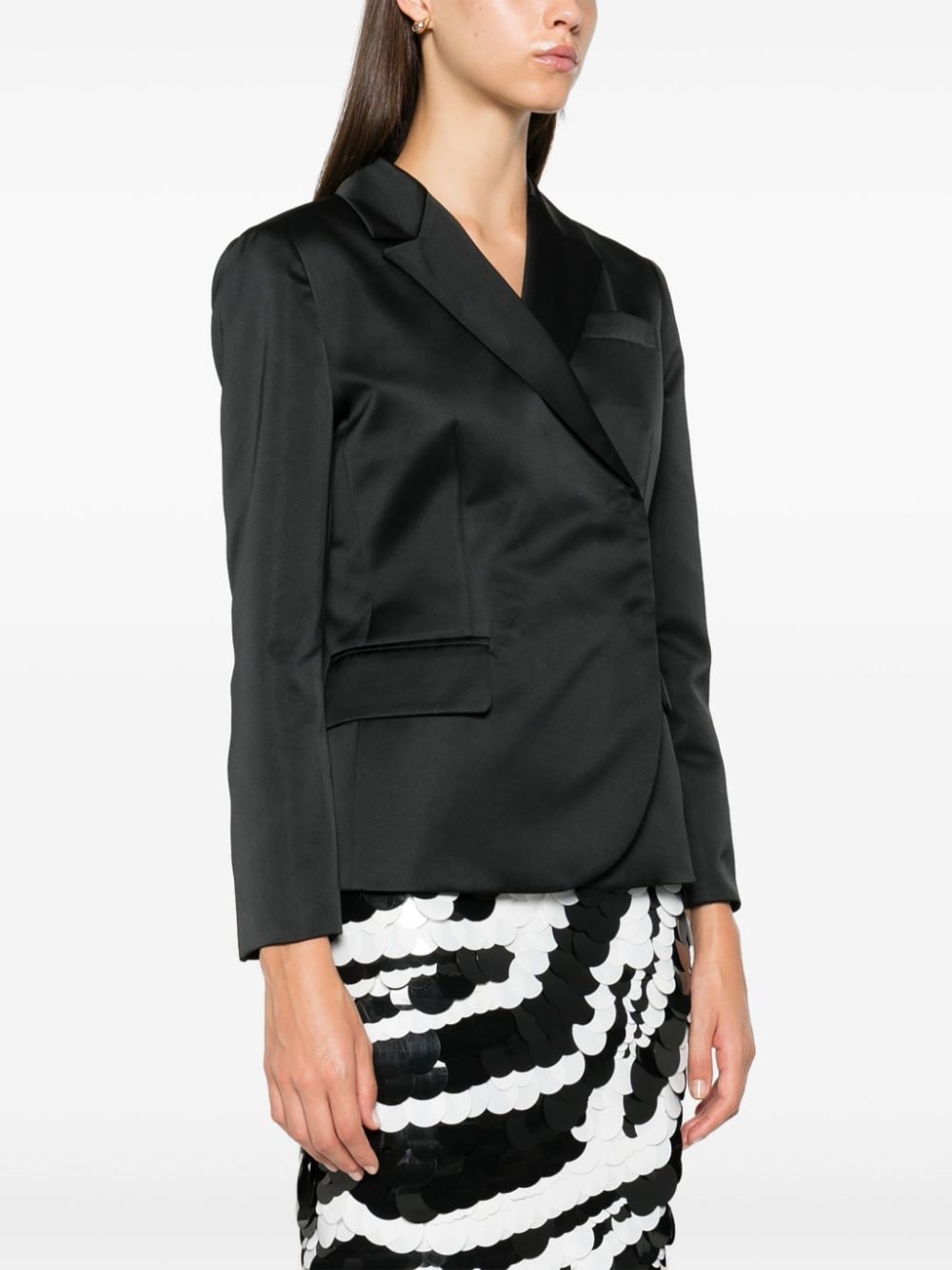 Shop Des Phemmes Double-breasted Blazer In Black