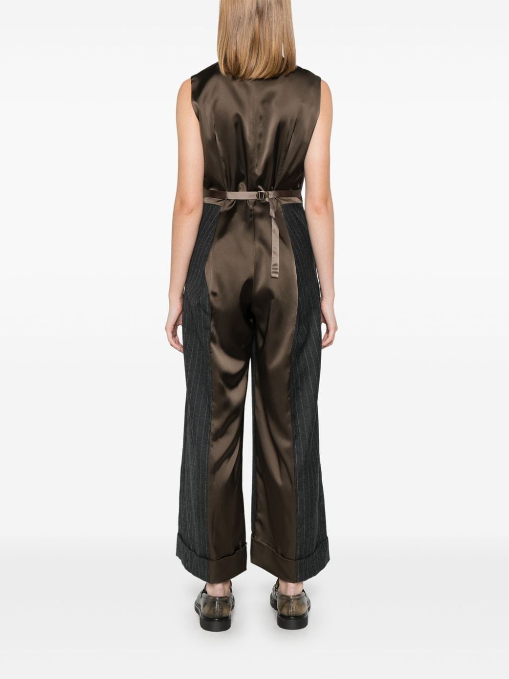 Shop Kolor Pinstripe Jumpsuit In Grey