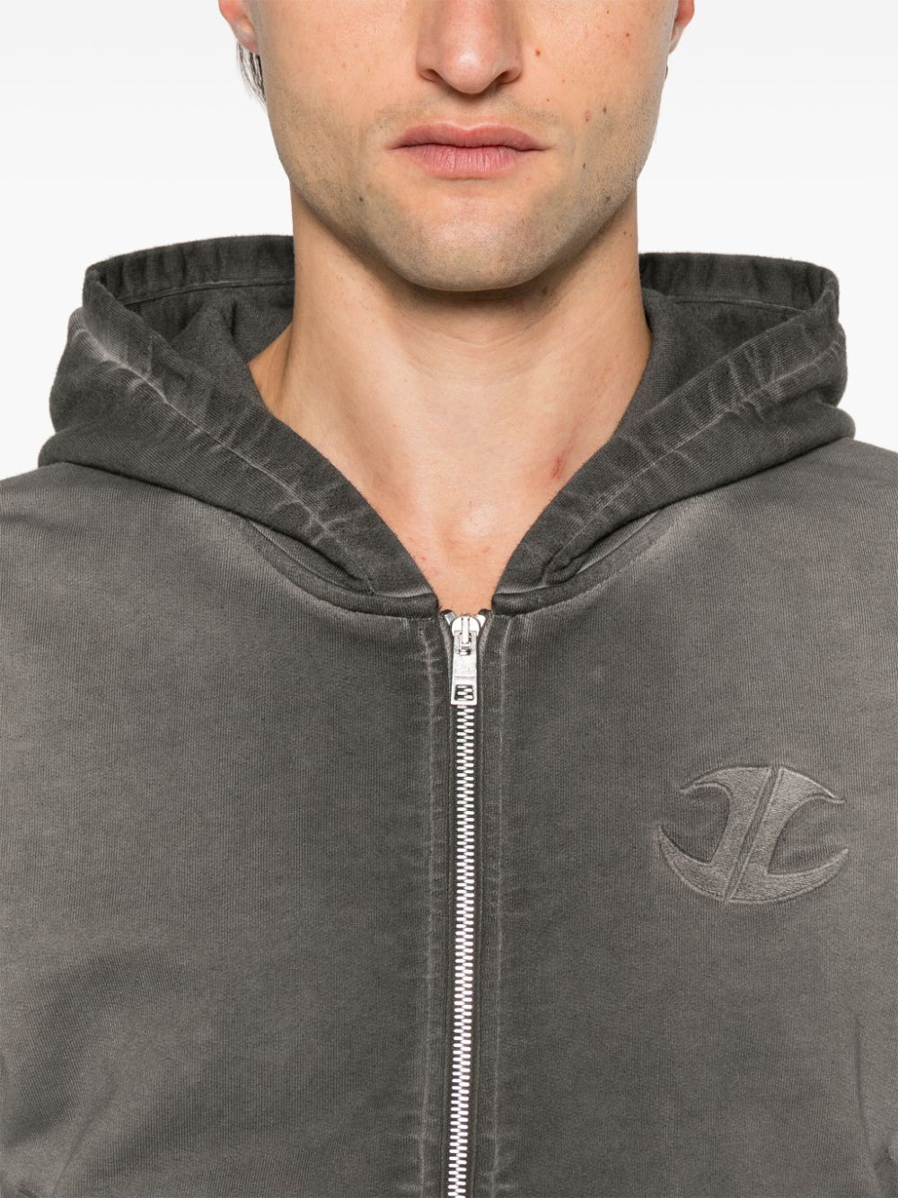 Shop Jordanluca Absorber Zip-up Hoodie In Grey