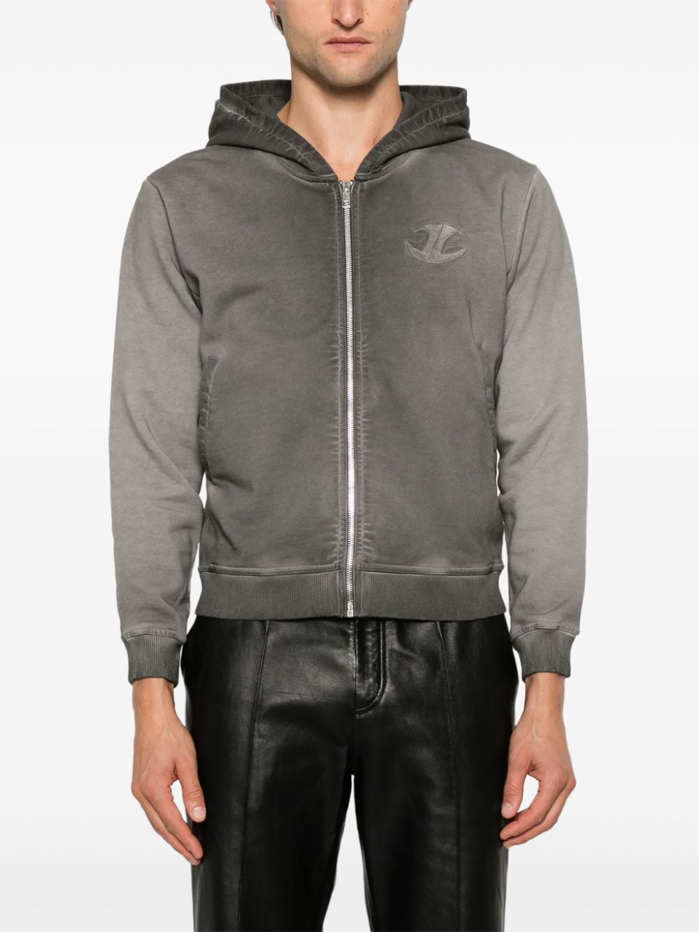 Shop Jordanluca Absorber Zip-up Hoodie In Grey