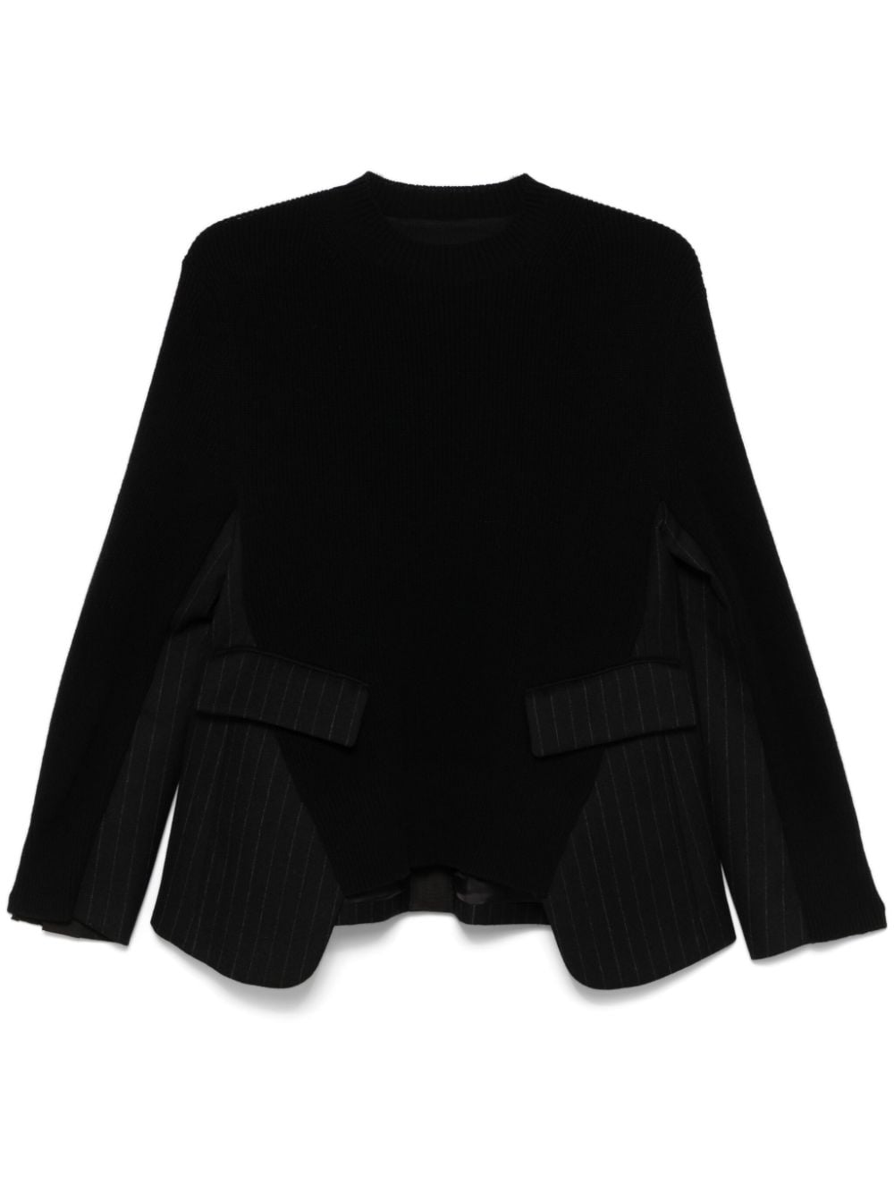 Shop Sacai Chalk-stripe Sweater In Black