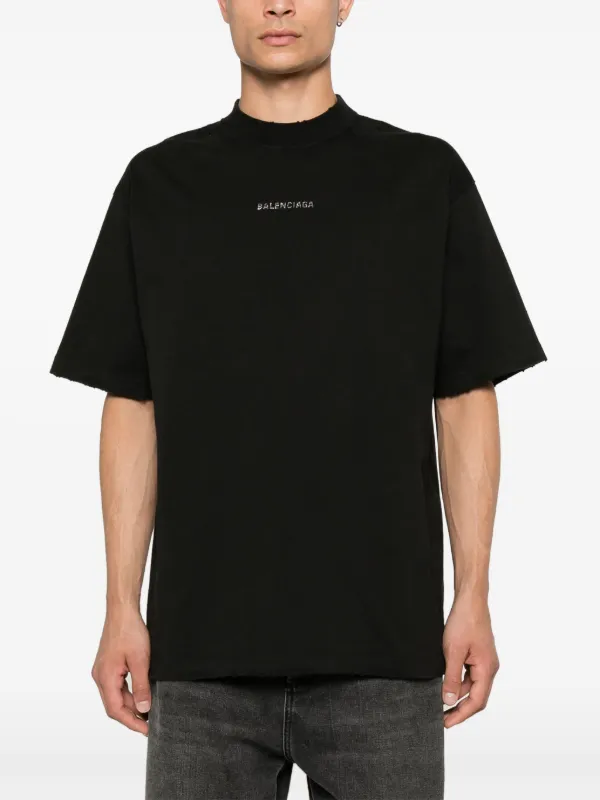 Balenciaga rhinestone logo T shirt Black FARFETCH CA