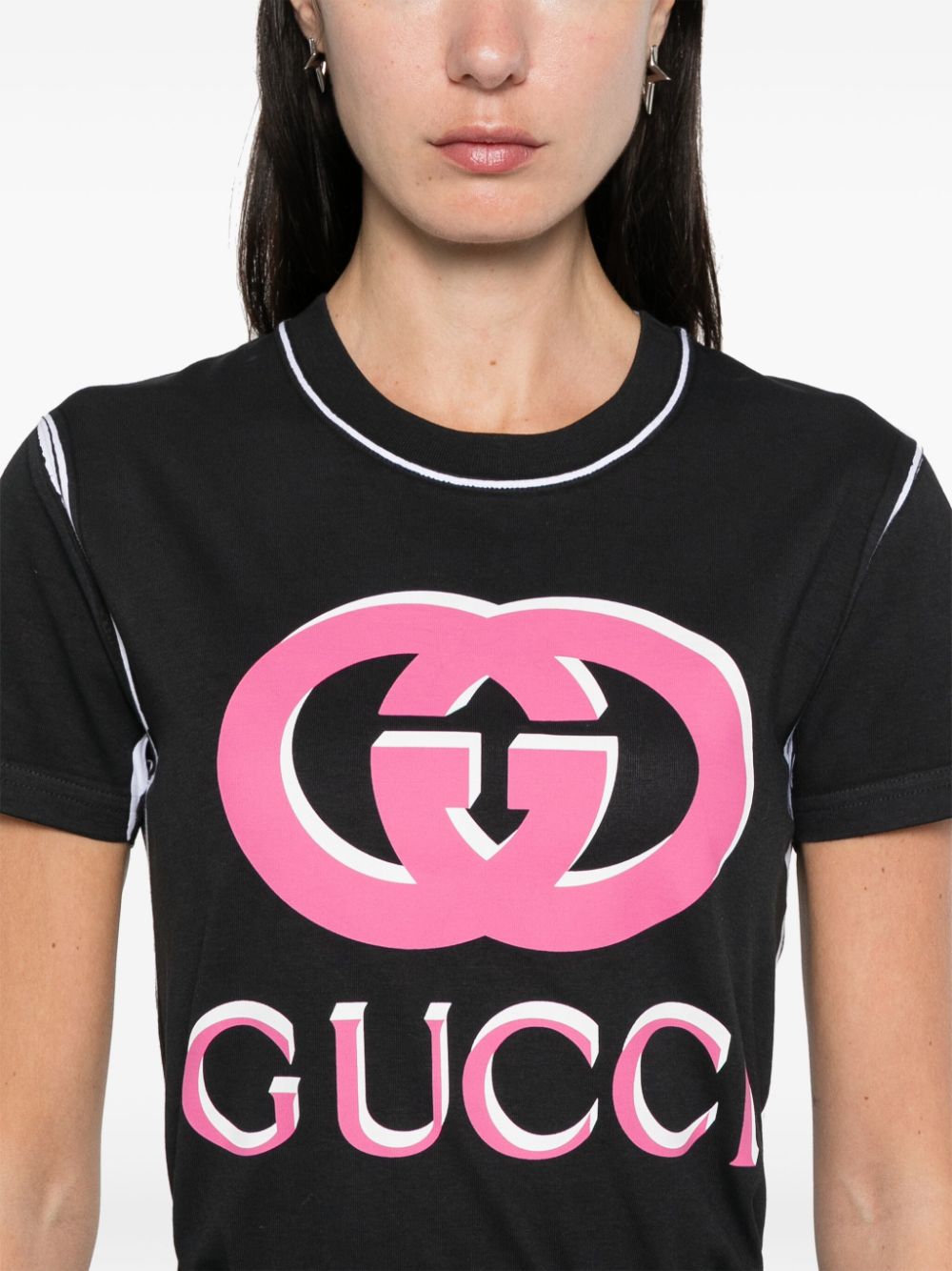 Shop Gucci Interlocking G-logo T-shirt In Black