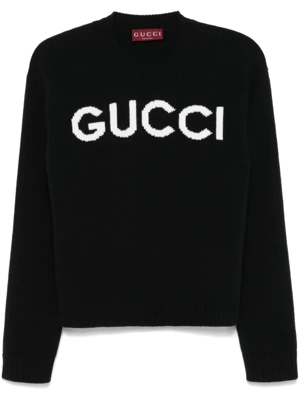 Gucci intarsia logo Wool Sweater Black FARFETCH CA