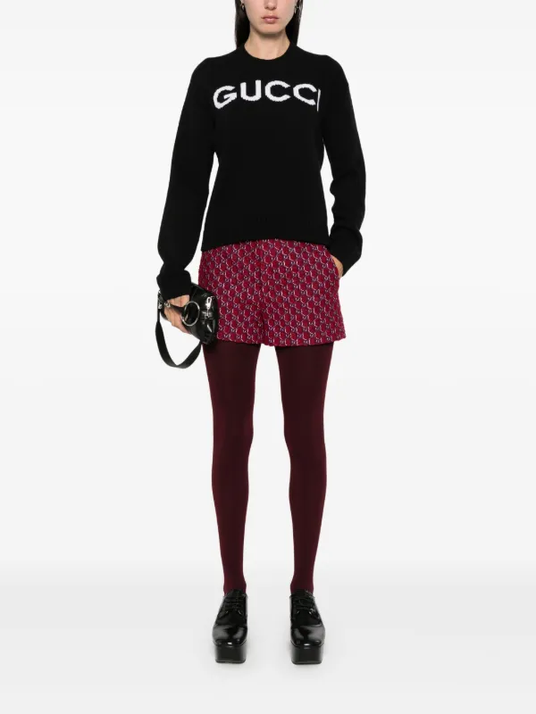 Gucci intarsia logo Wool Sweater Black FARFETCH AE