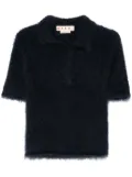 Marni brushed-effect polo top - Blue