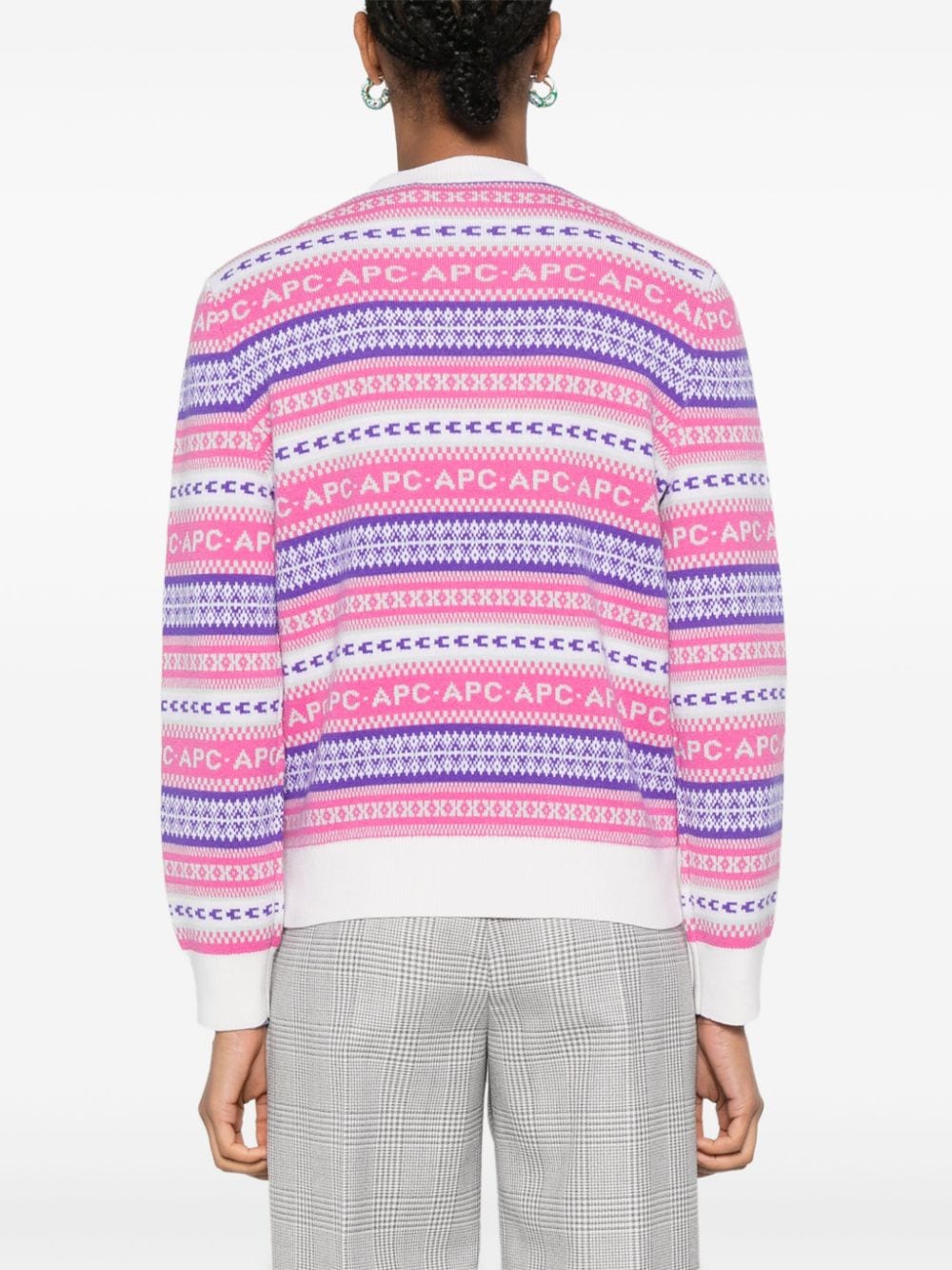 Shop Apc Jacquard Sweater In Pink