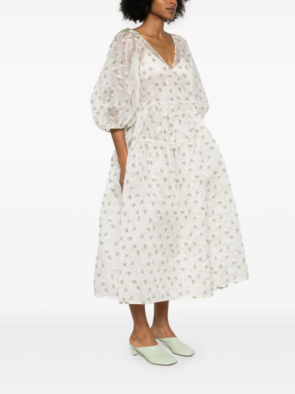 Cecilie Bahnsen Regitze midi-jurk Wit
