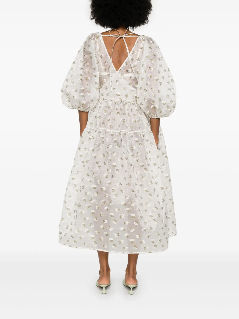 Cecilie Bahnsen Regitze midi-jurk Wit