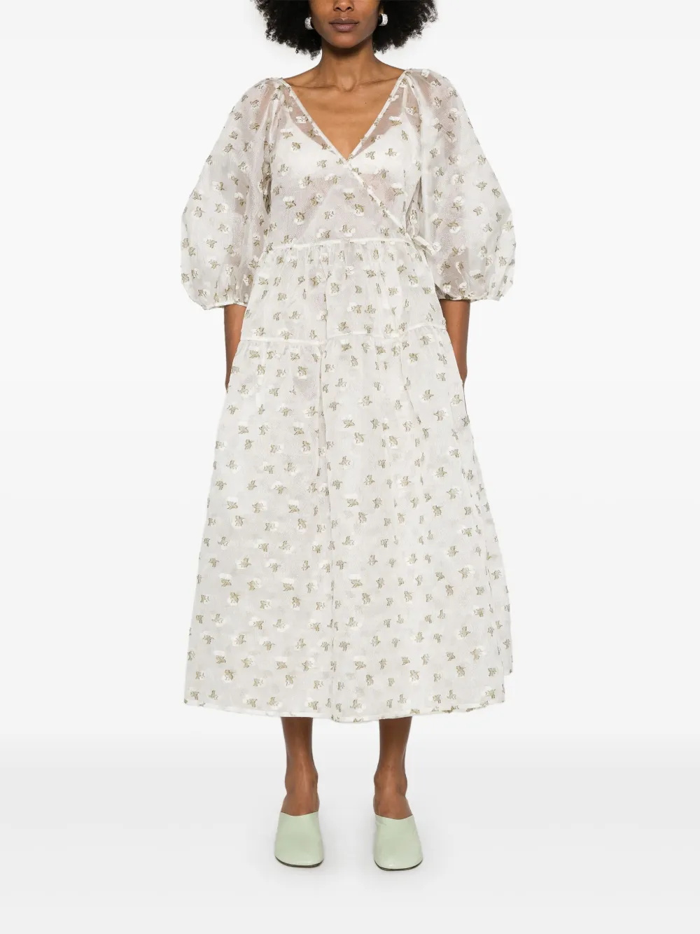 Cecilie Bahnsen Regitze midi-jurk - Wit