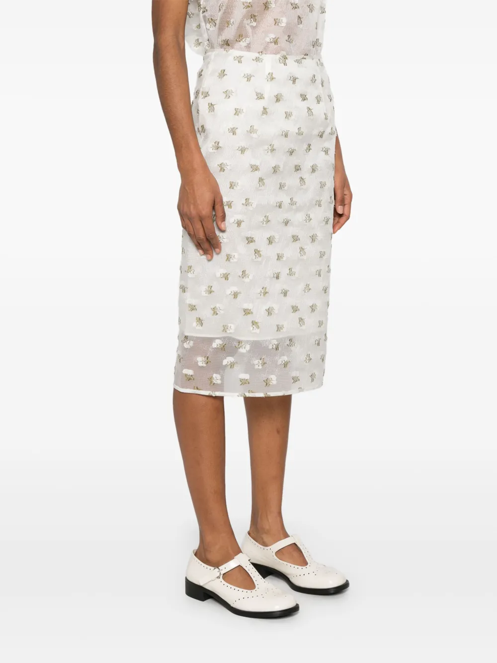 Cecilie Bahnsen Allegra midi-rok Wit
