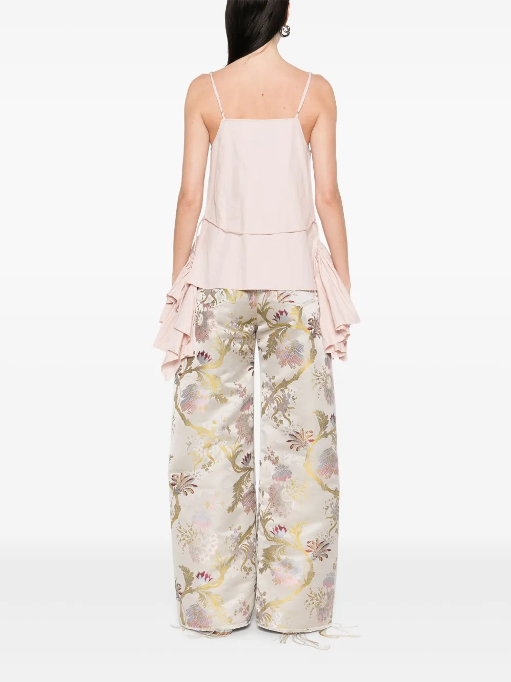 Marques'Almeida Top met franje en peplum afwerking Roze