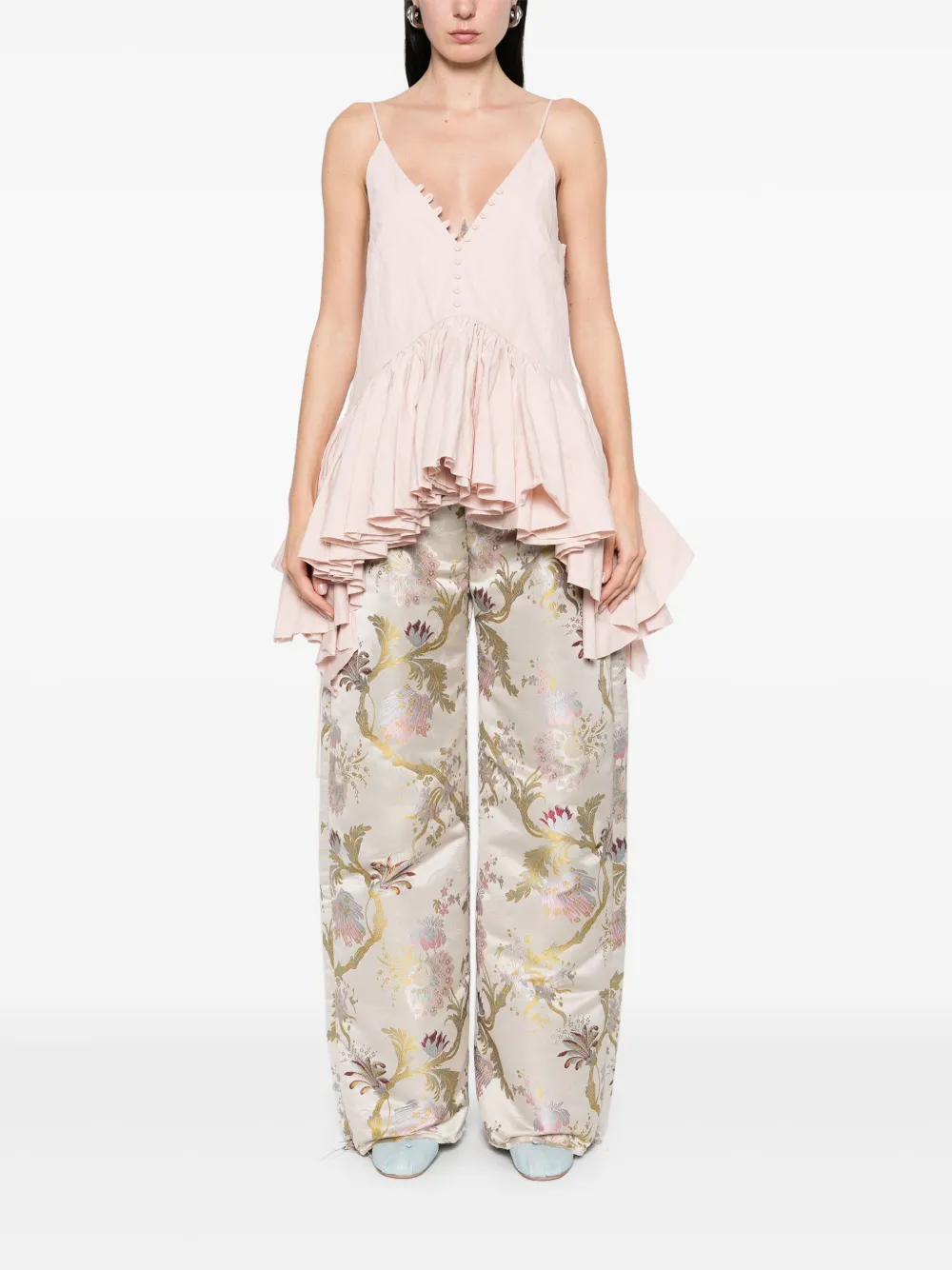 Marques'Almeida frilled-peplum-hem top - Roze