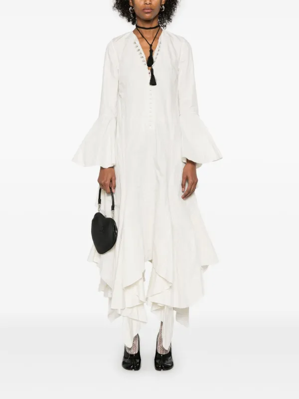 Marques'Almeida Wrinkled Handkerchief Maxi Dress | White