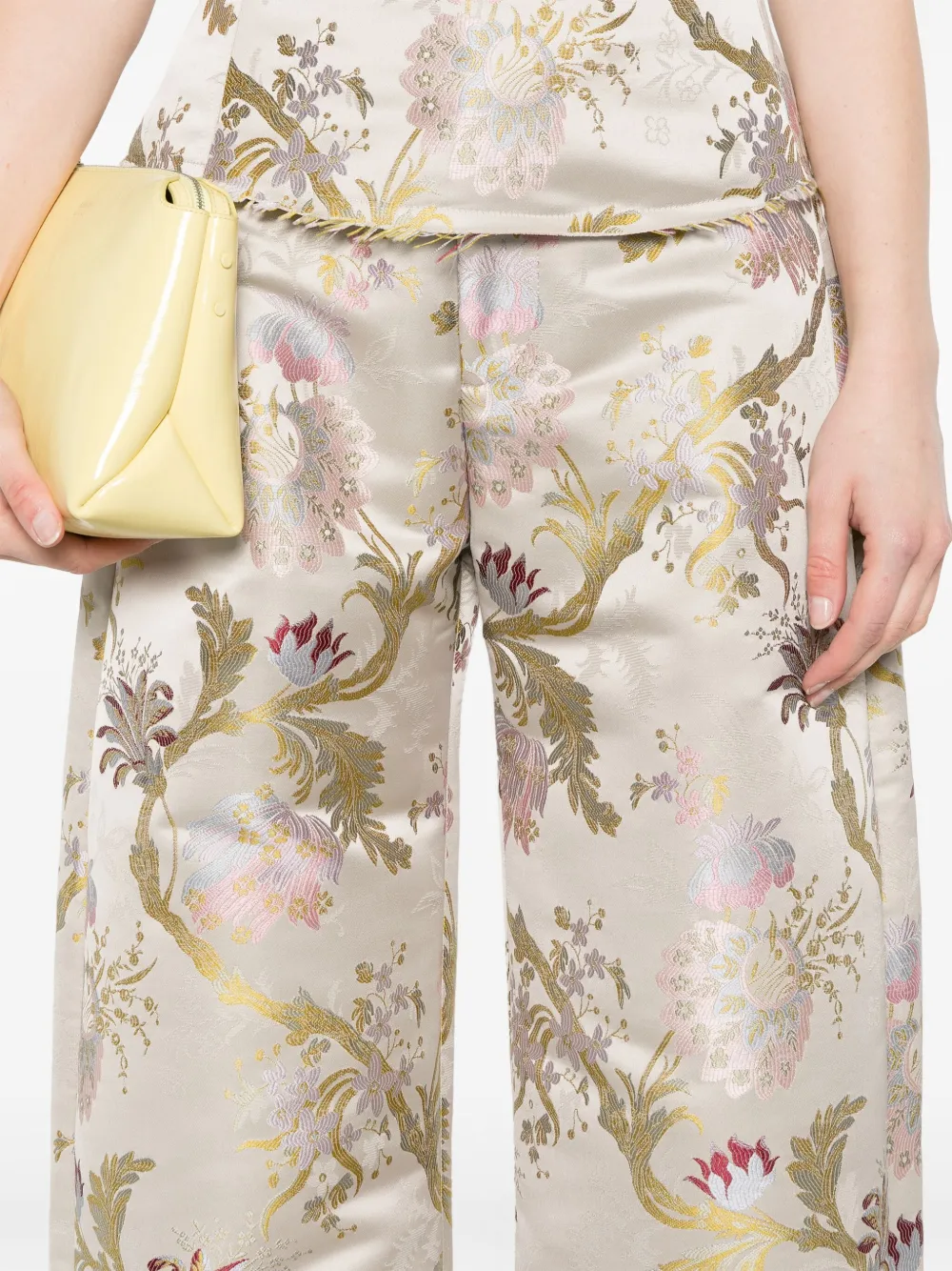 Shop Marques' Almeida Brocade-jacquard Trousers In Neutrals
