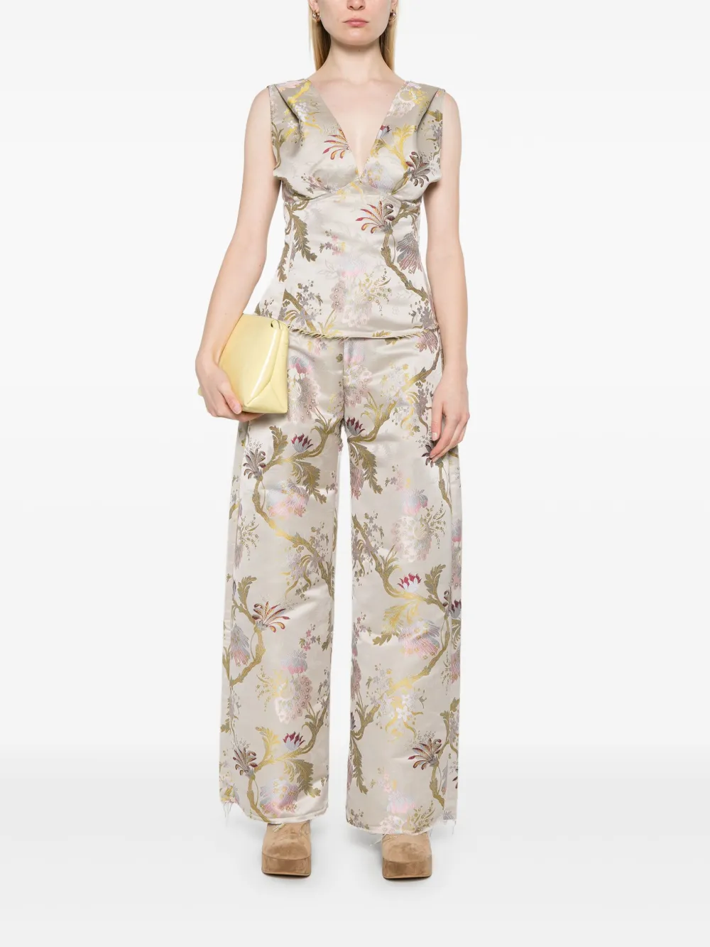 Marques'Almeida brocade-jacquard trousers - Beige