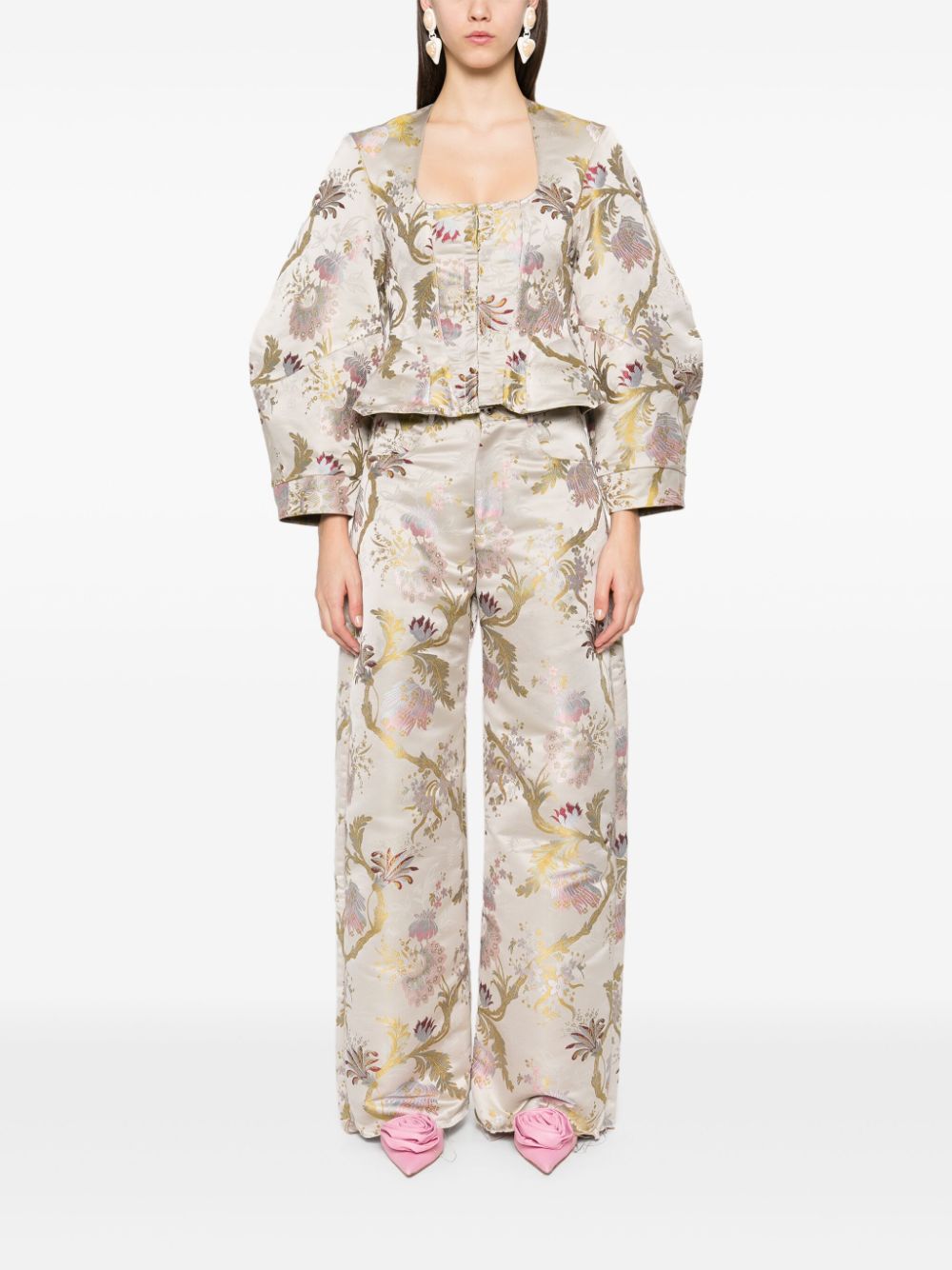 Marques'Almeida brocade-effect satin blouse - Grey