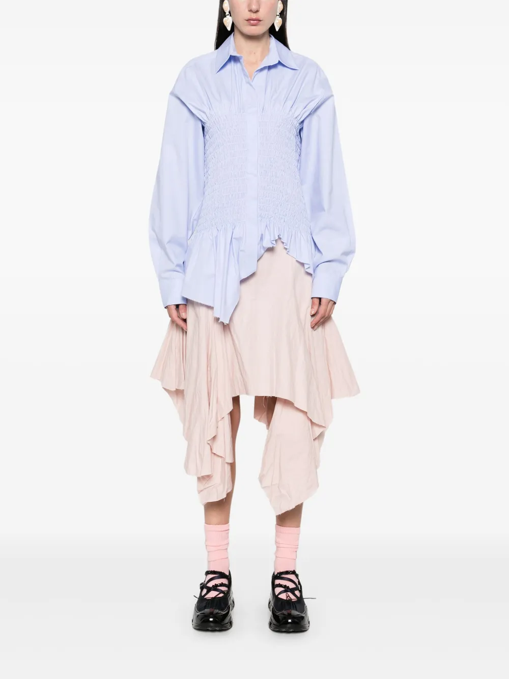 Marques'Almeida Gesmockte blouse - Blauw